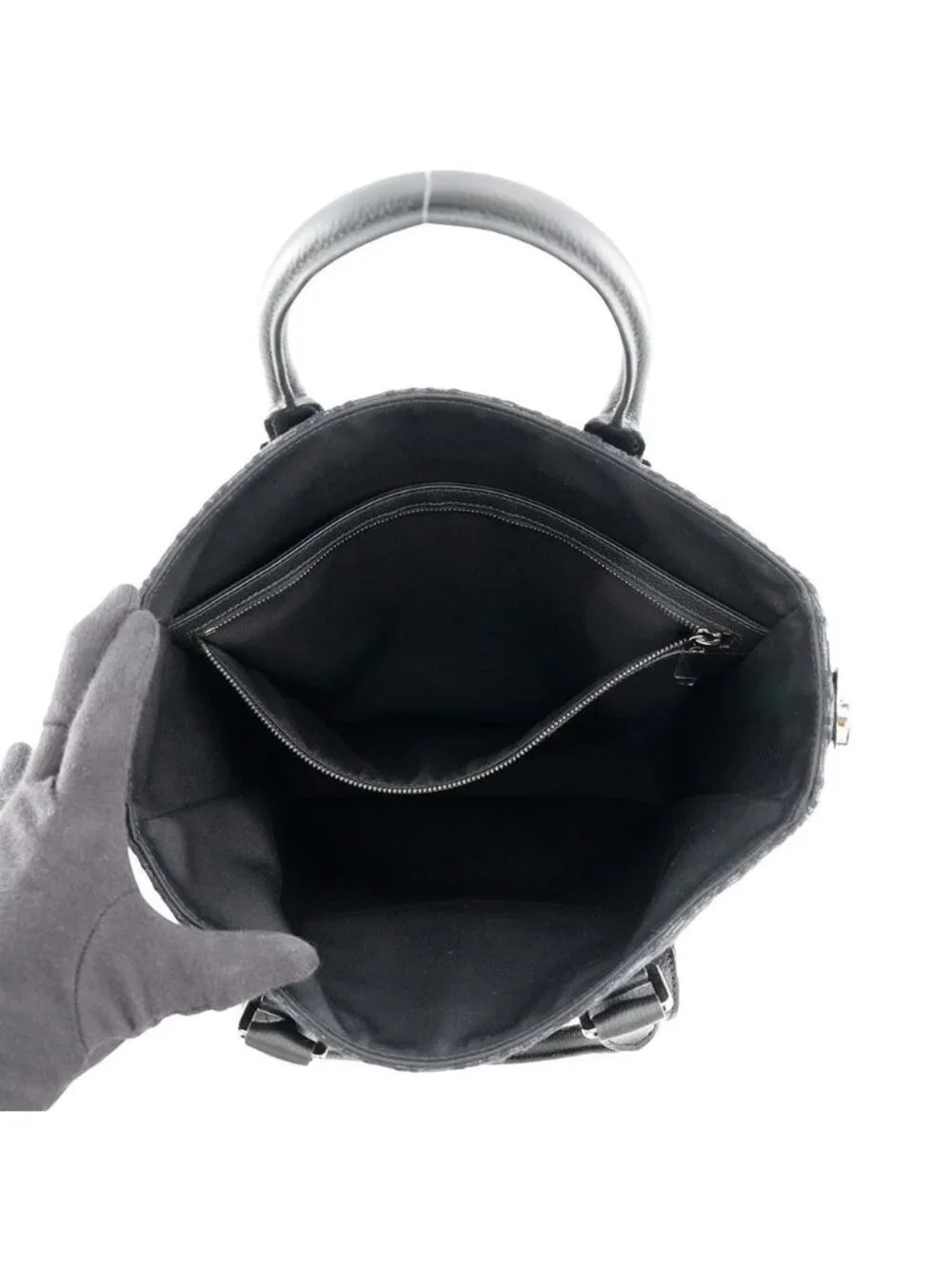 Dior Tote Bag Oblique Jacquard Saddle Trotter Black 2-Way